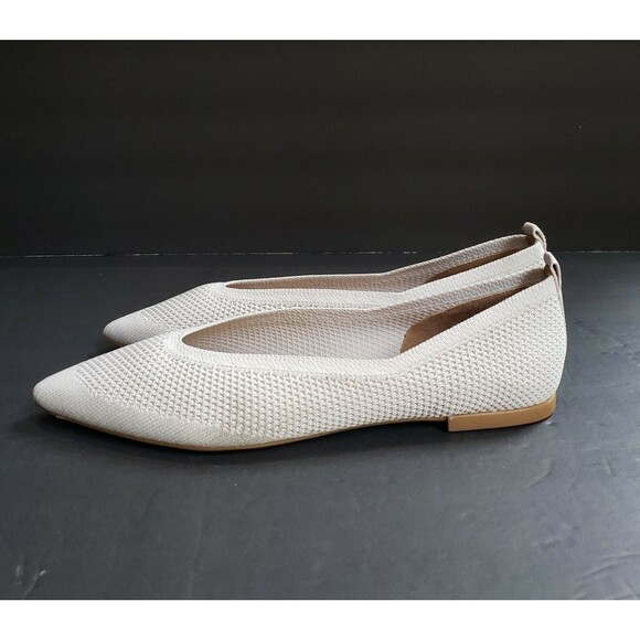 Everlane 40 Hour ReKnit Ballet Flats Womens Size 11 Light Stone Knit Pointed Toe - Picture 4 of 10